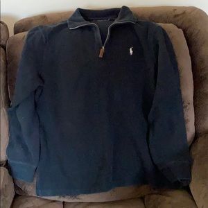 Men’s 3/4 Zip Pullover, Black Ribbed